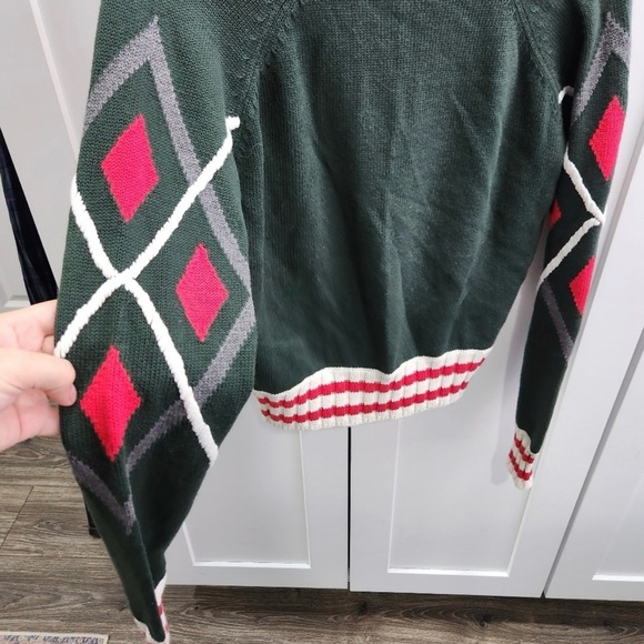 ✨🆕L.A.M.B. Varsity Style V-Neck Striped Argyle Sweater Size M!SUPER RARE!❤️✨ - Picture 10 of 11